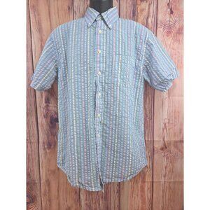 Brooks Brothers Mens Striped Seersucker Short Sleeve Shirt Medium